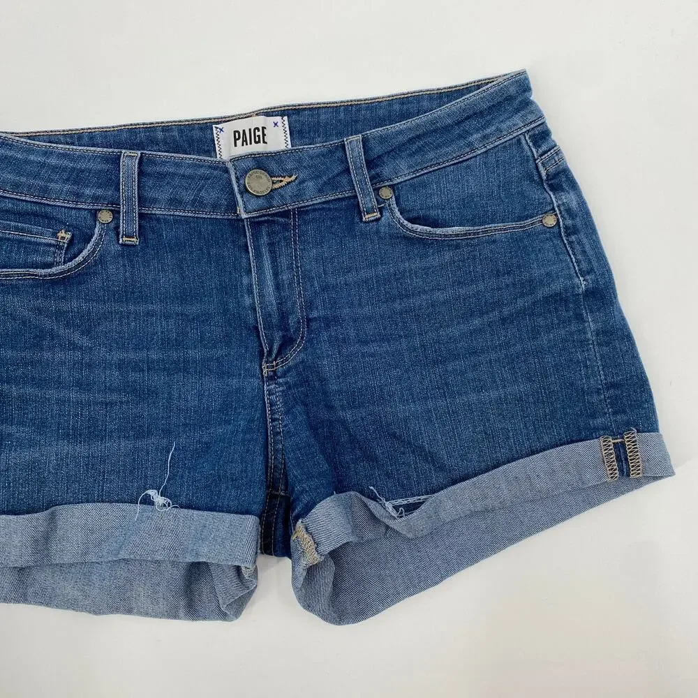 Paige mid low rise cuffed hem denim shorts
